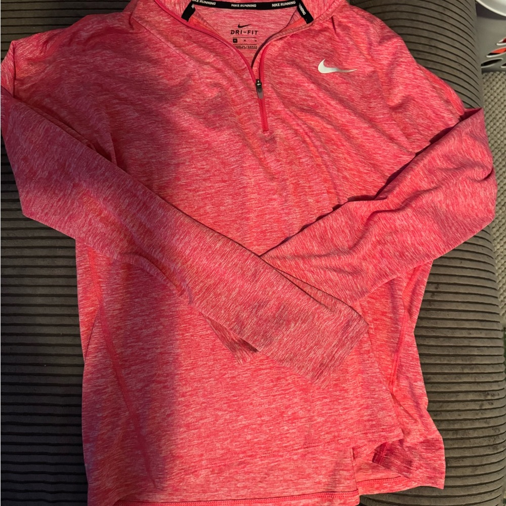 Nike Heathered Pink Quarter-Zip Top